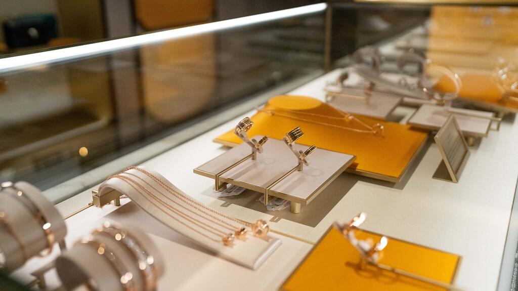 A selection of Bulgari jewelry available at the new boutique Bulgari boutique jewelry showcase